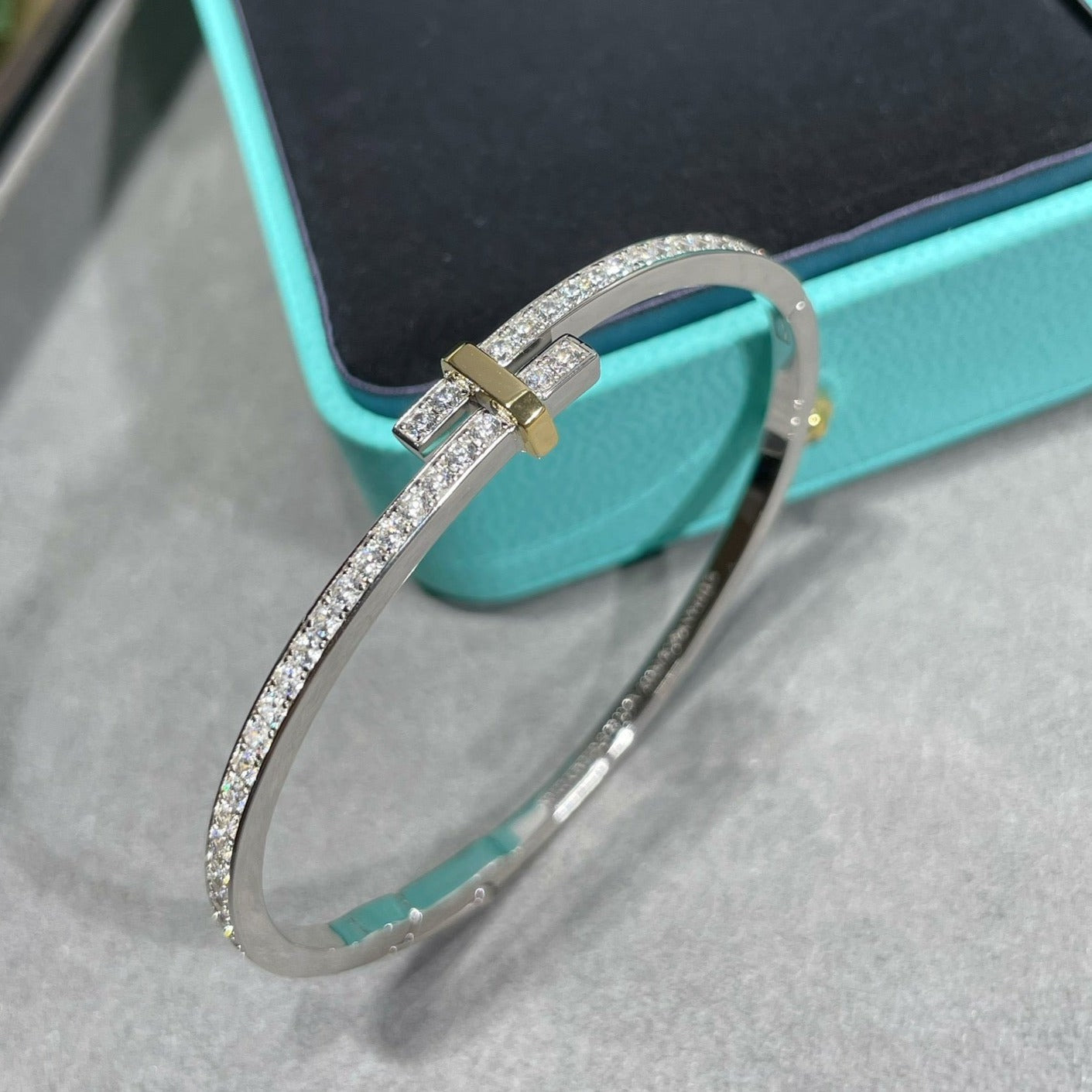 TIFFANY EDGE DIAMOND GOLD SILVER BRACELET