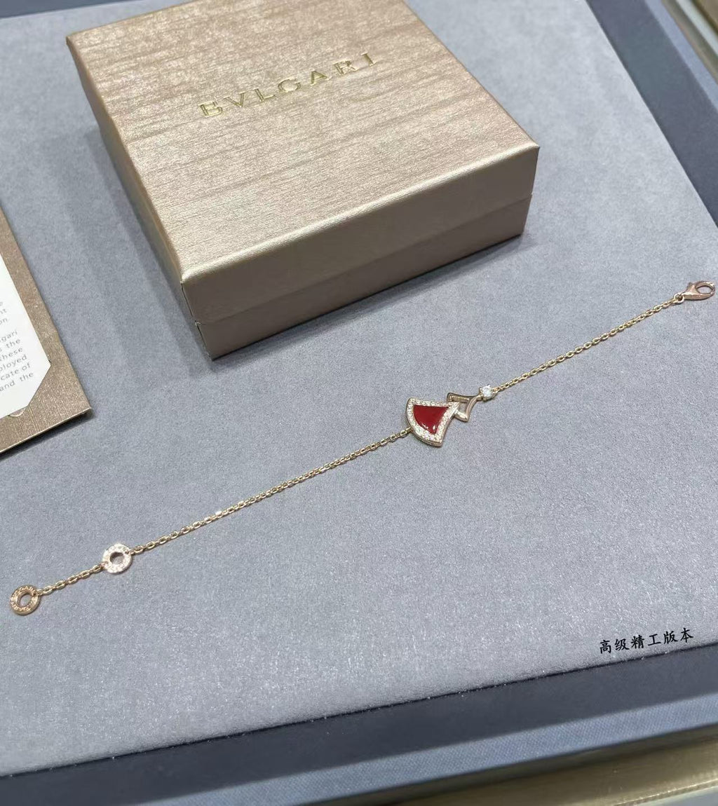 BVLGARI BVL Rose Gold Divas Dream Diamond & Carnelian Bracelet
