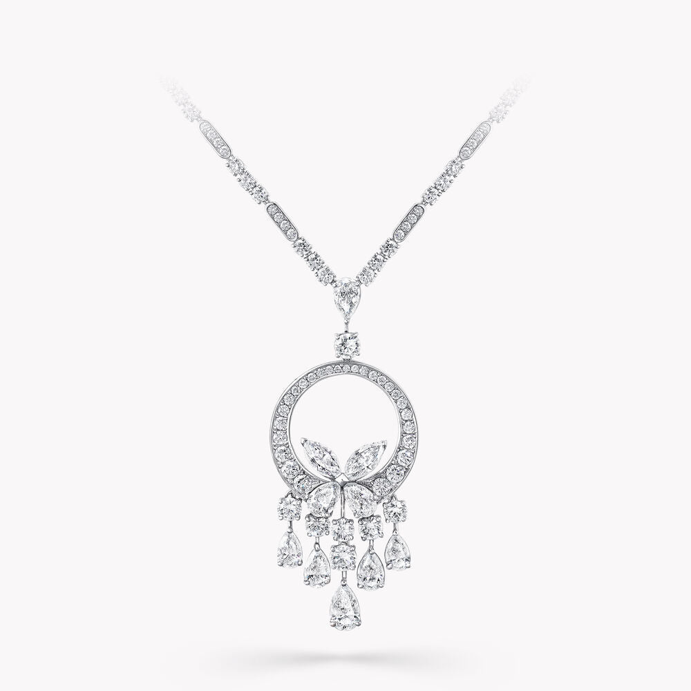 GRAFF BUTTERFLY CHANDELIER CLASSIC SILVER DIAMOND NECKLACE