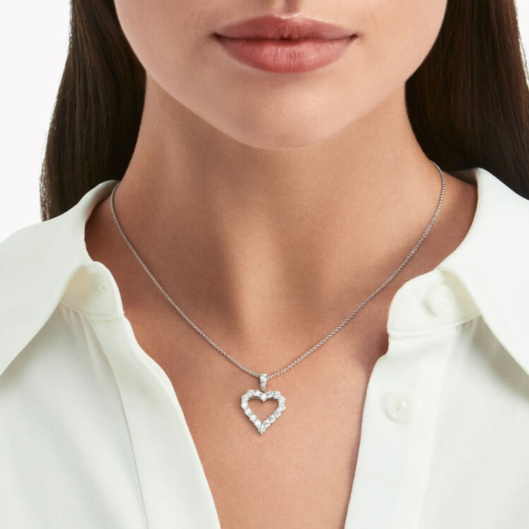 GRAFF HEART SILHOUETTE SILVER DIAMOND NECKLACE