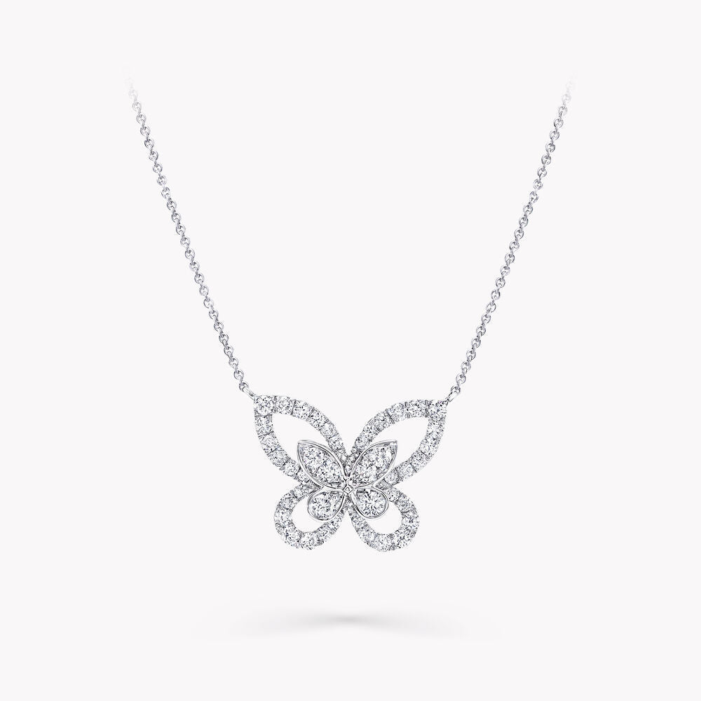 GRAFF BUTTERFLY SILHOUETTE SILVER DIAMOND NECKLACE
