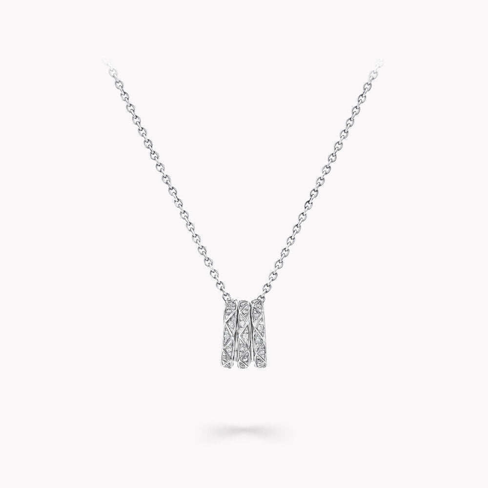 GRAFF LAURENCE SIGNATURE TRIPLE PAVED SILVER DIAMOND NECKLACE