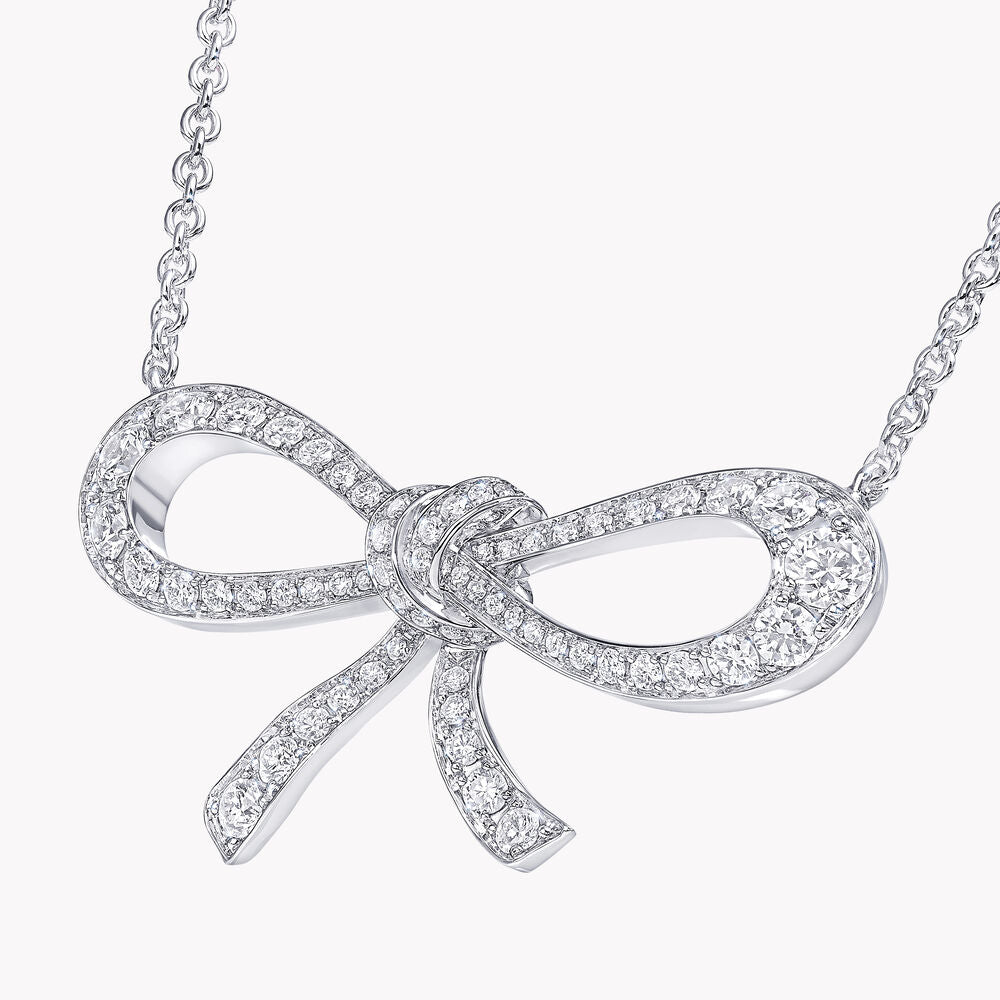 GRAFF TILDA BOW MINI SILVER DIAMOND NECKLACE