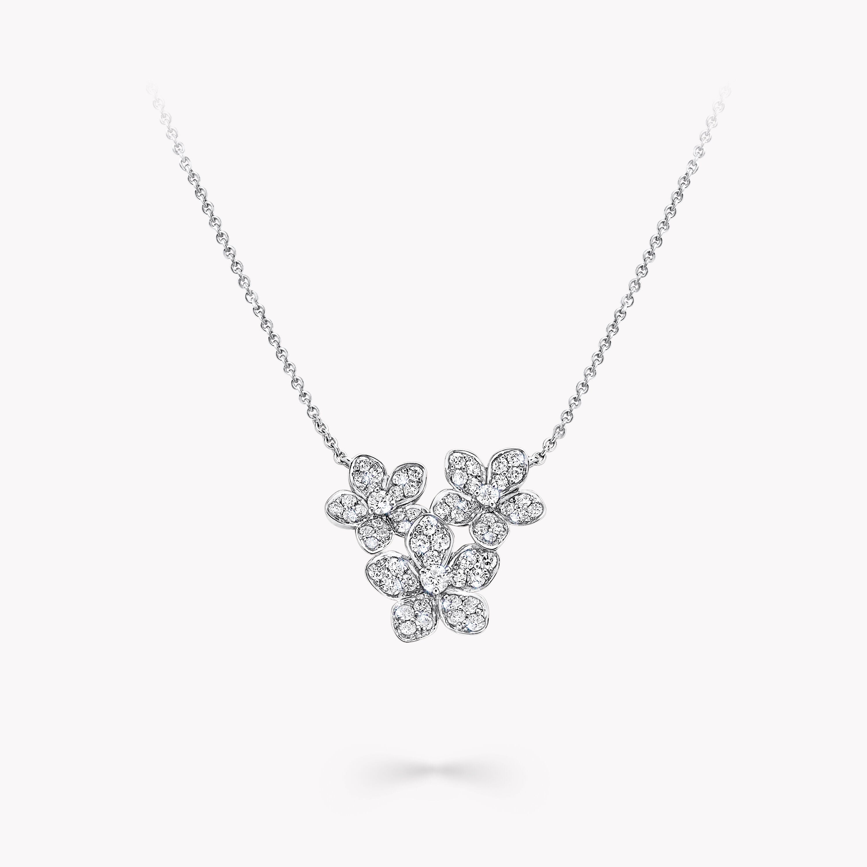 GRAFF WILD FLOWER SILVER DIAMOND CLUSTER NECKLACE