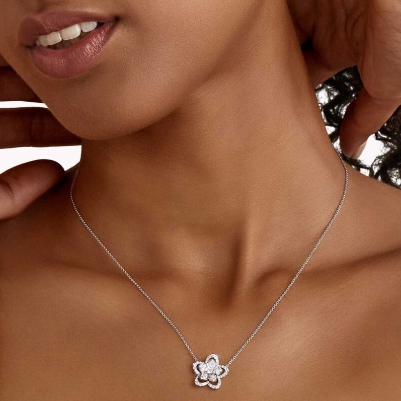 GRAFF WILD FLOWER SILVER DIAMOND NECKLACE