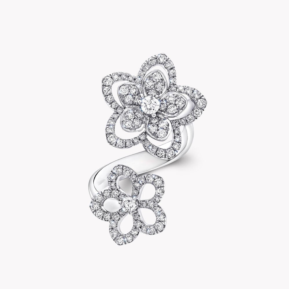GRAFF WILD FLOWER DOUBLE SILVER DIAMOND RING