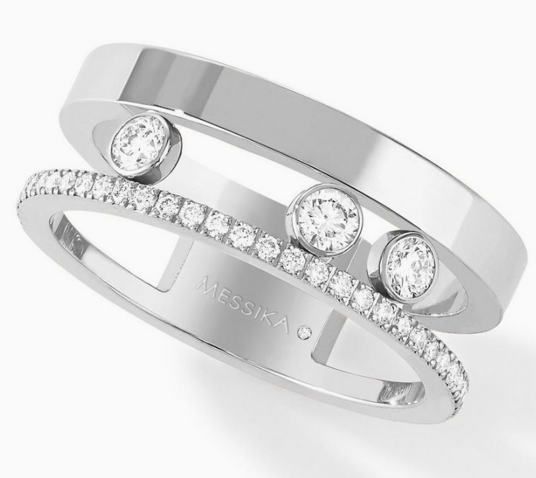 MESSIKA MOVE ROMANE PINK GOLD AND SILVER DIAMOND RING
