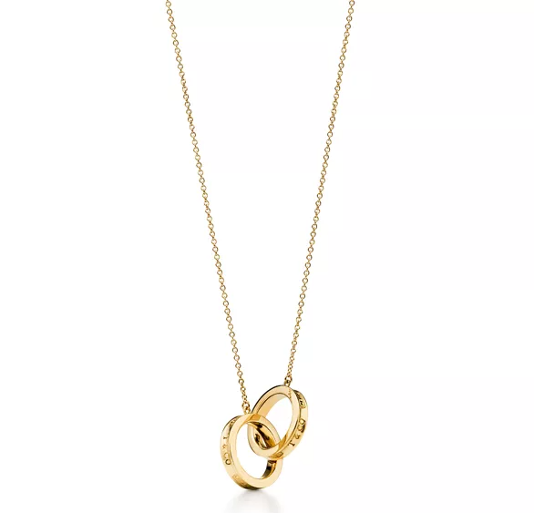 TIFFANY NECKLACE FEMALE DOUBLE RING DOUBLE CIRCLE COUPLE PENDANT