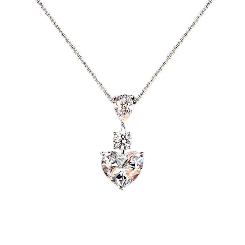 GRAFF HEART WATER SILVER DIAMOND PAVED NECKLACE
