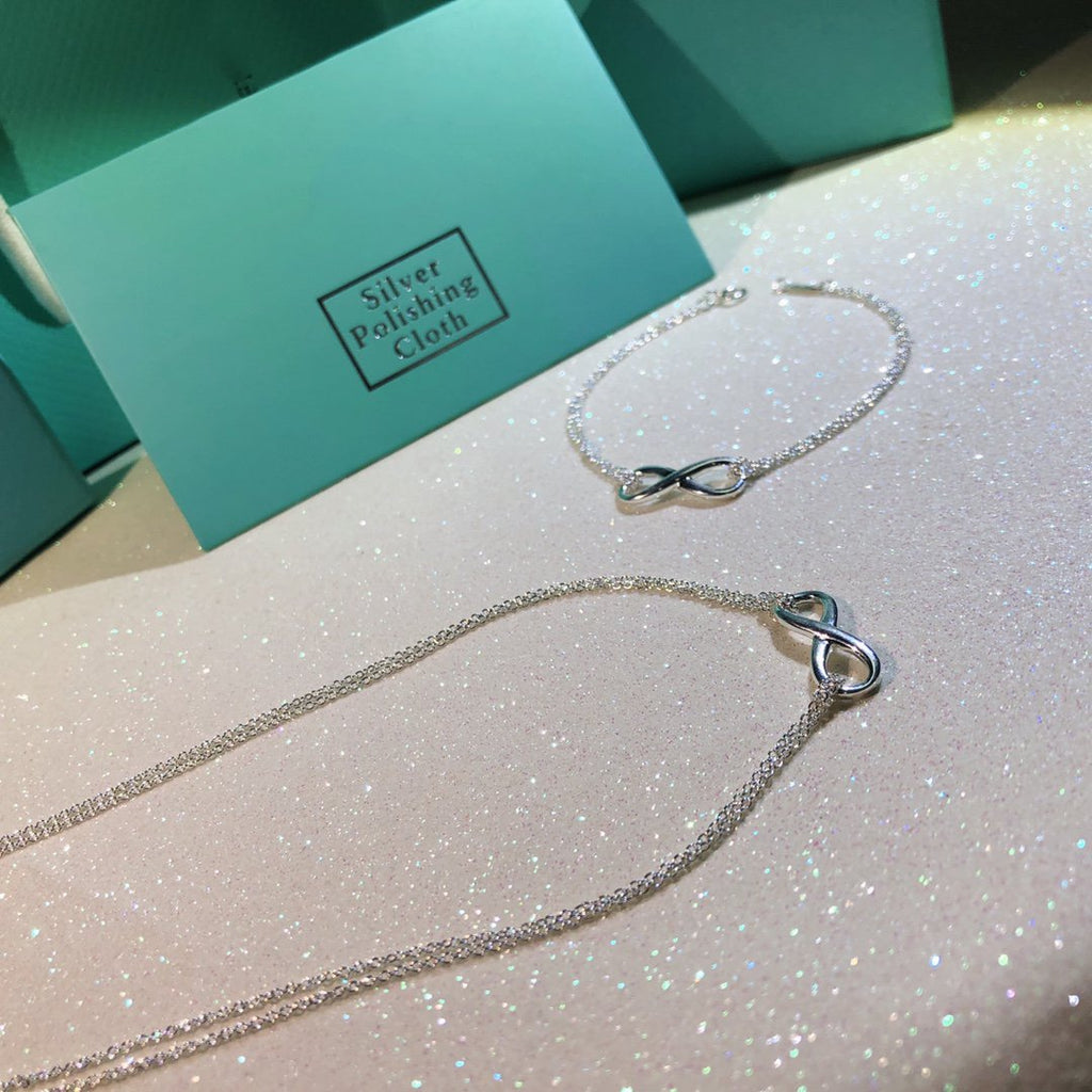 TIFFANY SILVER INFINITY DOUBLE CHAIN NECKLACE