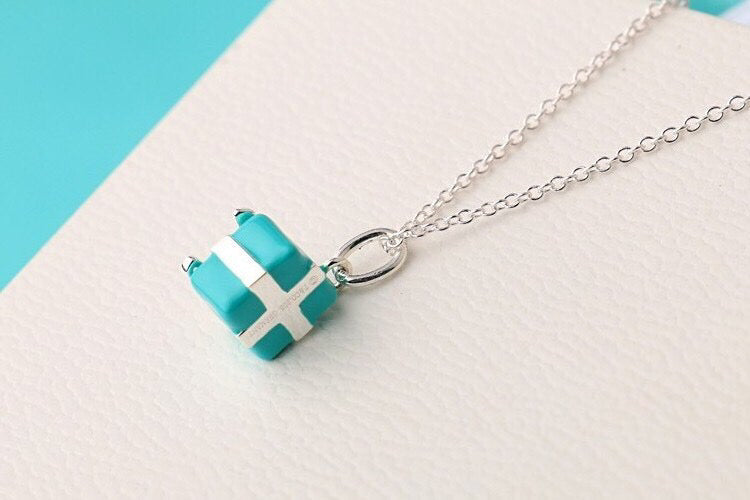 TIFFANY BLUE BOX CHARM NECKLACE