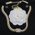 Chanel Double C White String Necklace Gold Diamond