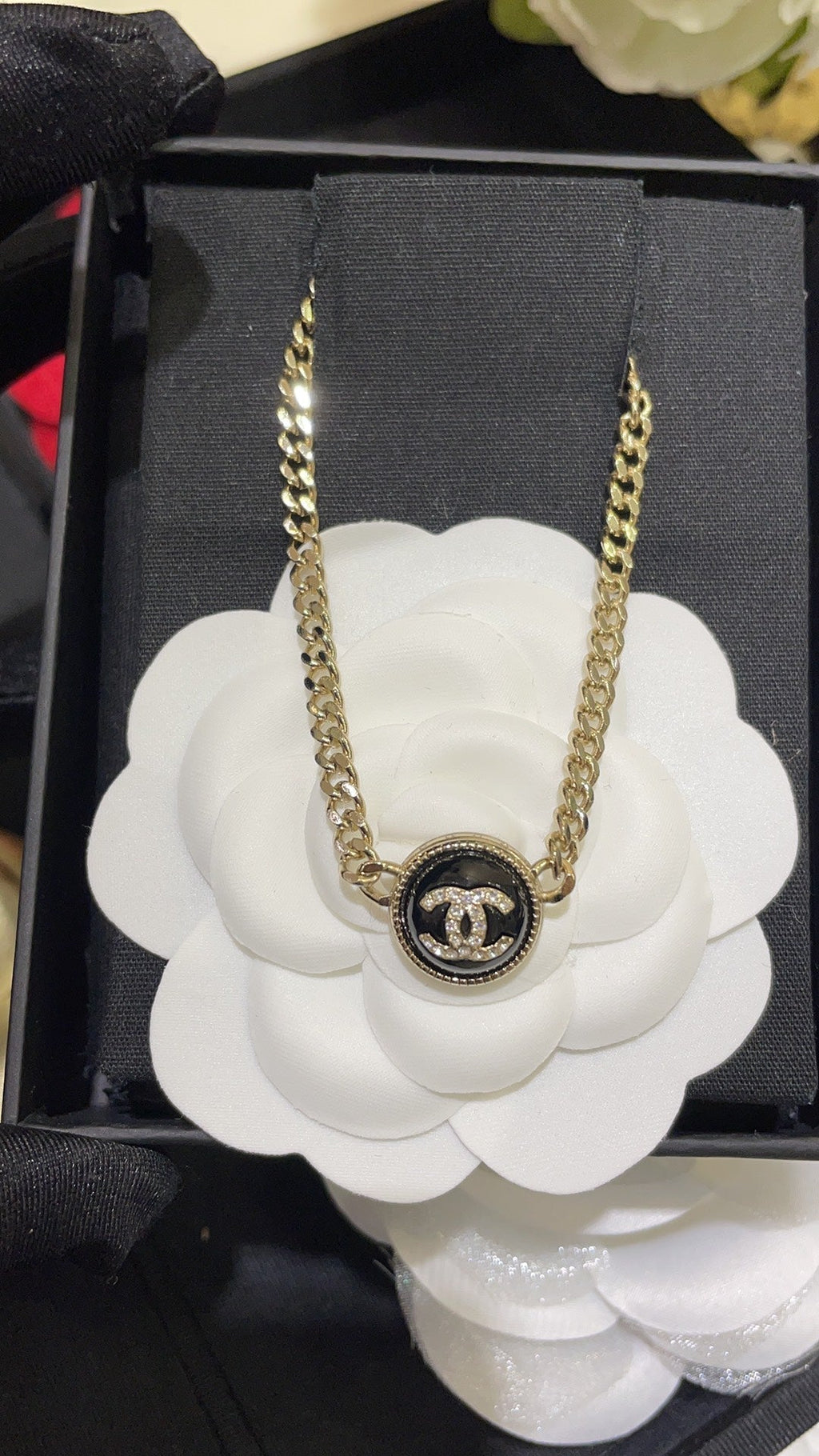 Chanel Double C Onyx Necklace Gold Diamond