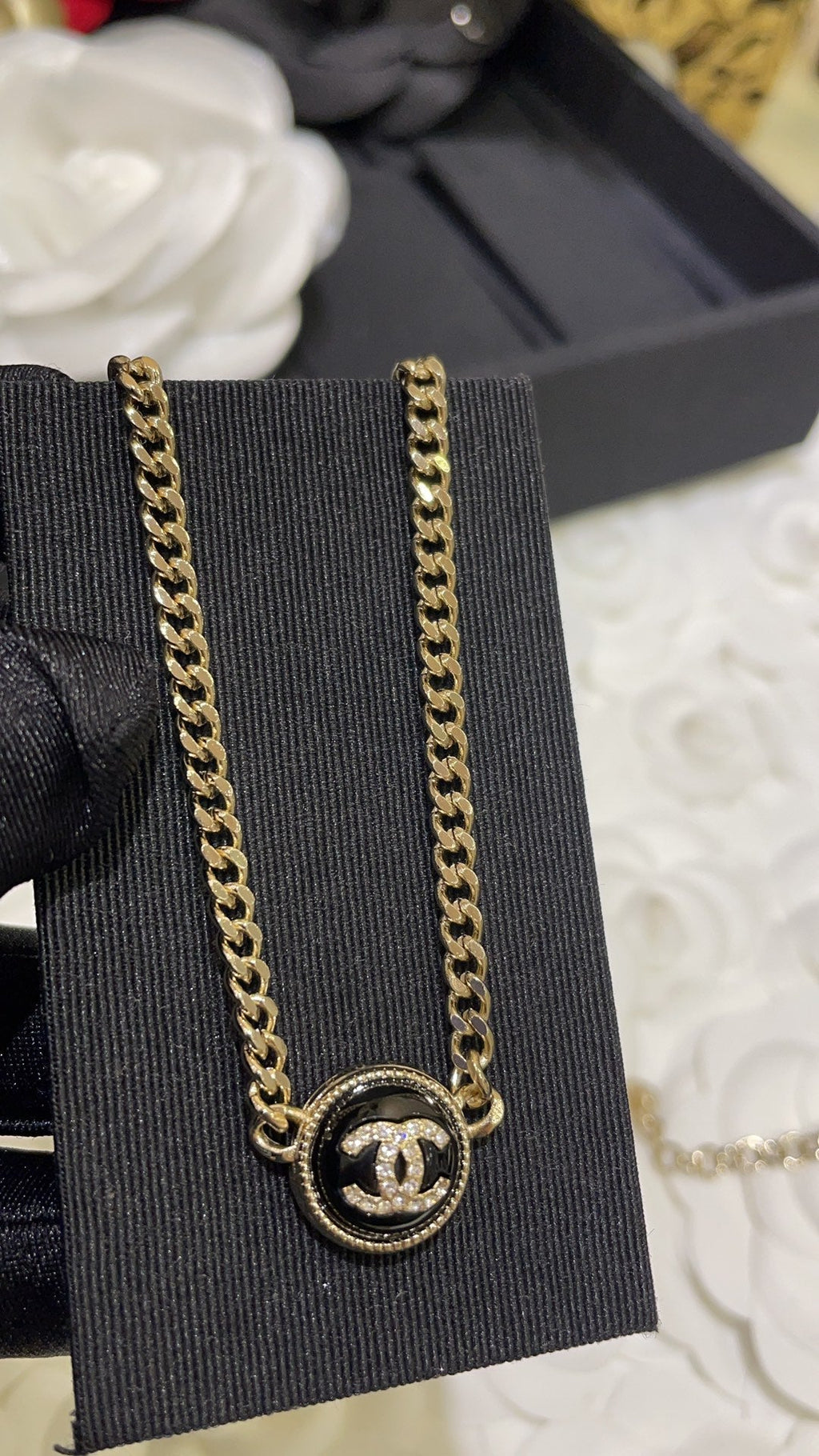 Chanel Double C Onyx Necklace Gold Diamond