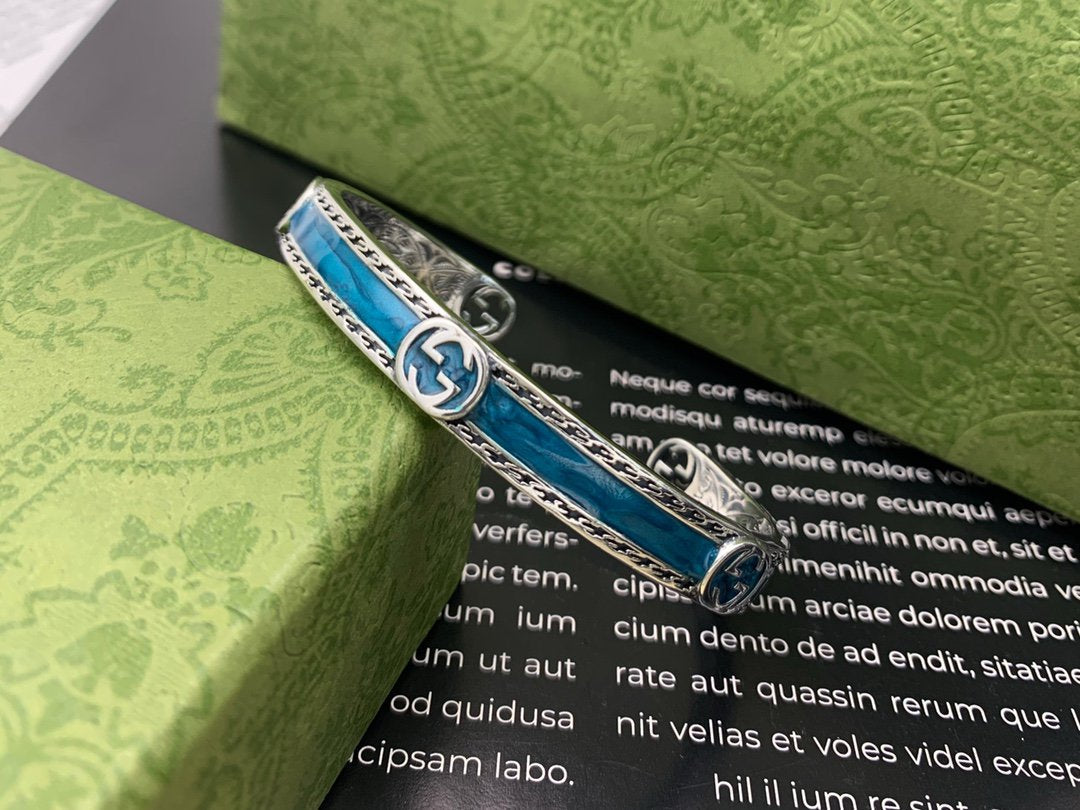 GUCCI GG TURQUOISE ENAMEL BRACELET