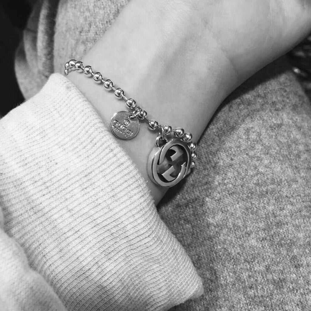 GUCCI GG BOULE PLATED SILVER CHARM BRACELET