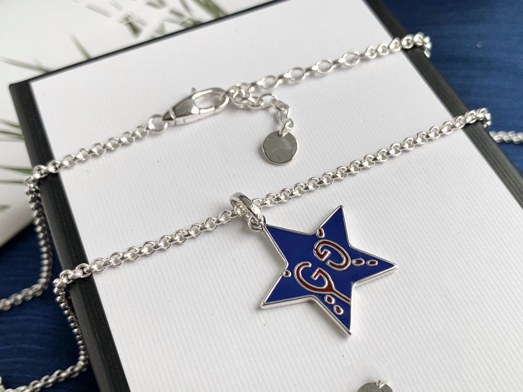 GUCCI GHOST GG STAR PENDANT IN MIDNIGHT BLUE