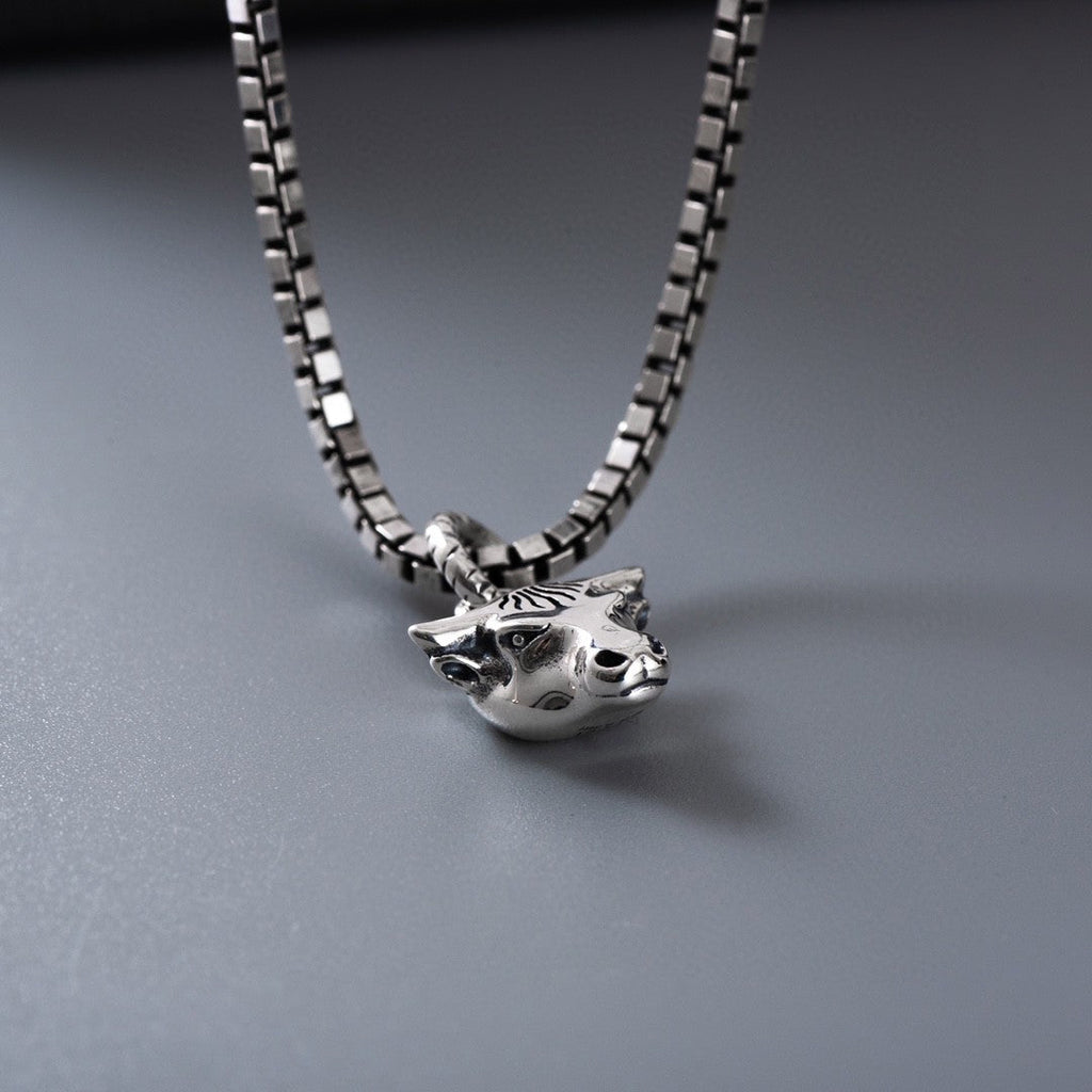 GUCCI GG DOUBLE CLASSIC RETRO STERLING SILVER COW  NECKLACE