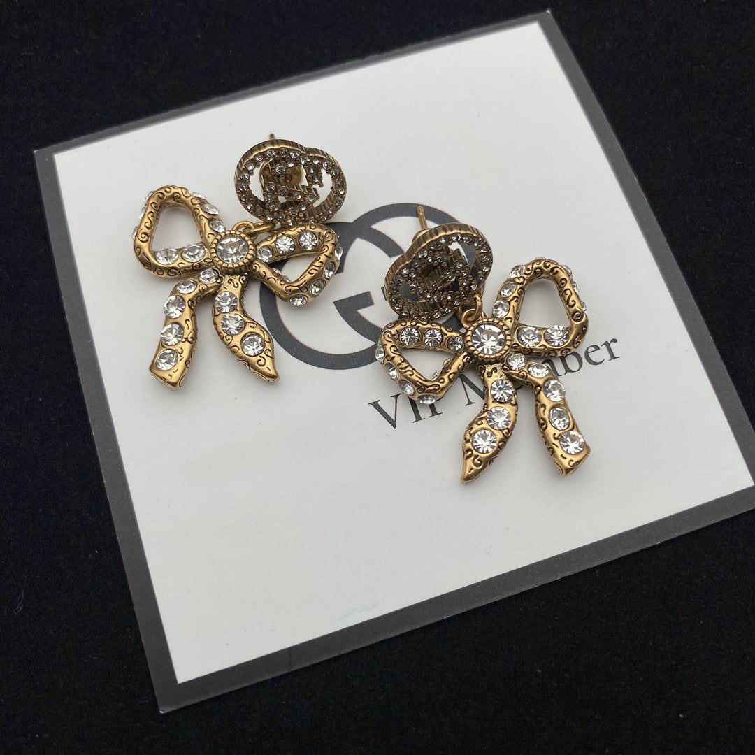 GUCCI GG BOW EARRINGS GOLD