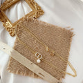 DIOR CD THREE-LAYER CHAIN CD PEARL NECKLACE