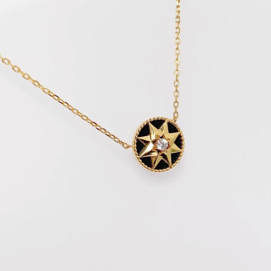 DIOR CD NATURAL BLACK ONYX COMPASS NECKLACE VICTOIRE