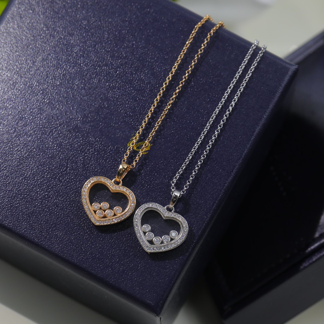 CHOPARD HAPPY HEART WHITE MOP NECKLACE SILVER DIAMOND