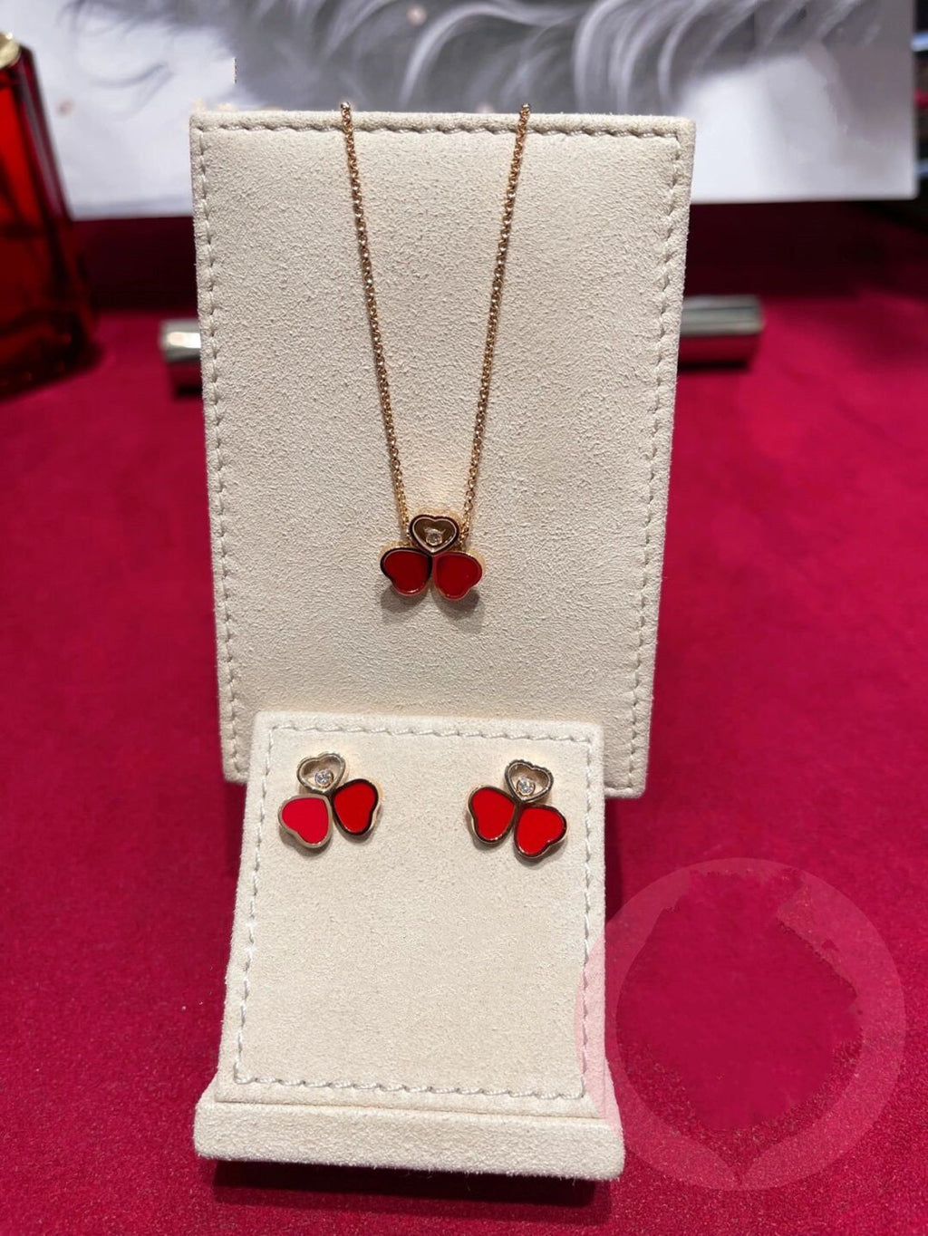 CHOPARD HAPPY WING CARNELIAN NECKLACE 1 DIAMOND