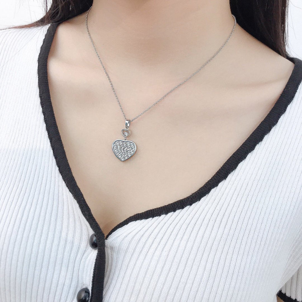 CHOPARD HAPPY HEART NECKLACE SILVER FULL DIAMOND