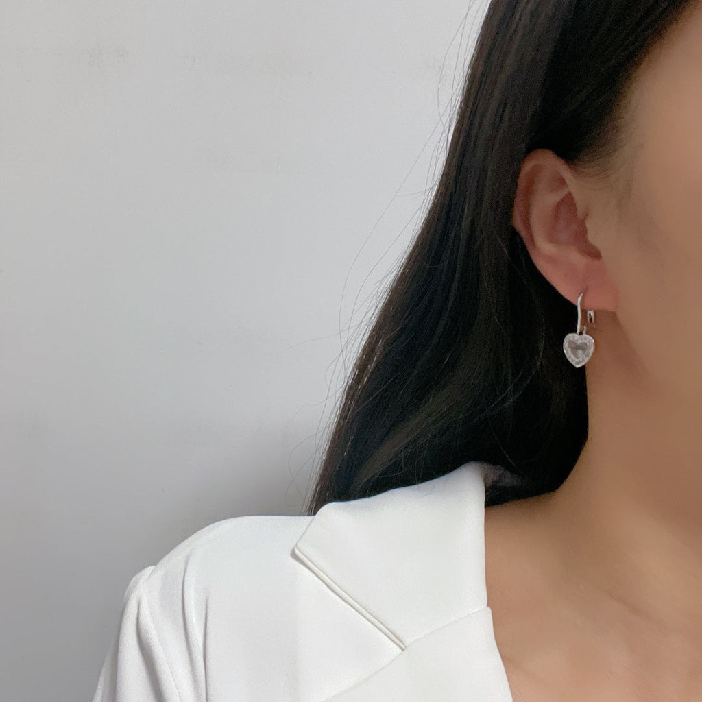 CHOPARD HAPPY HEART SILVER EARRINGS DIAMOND