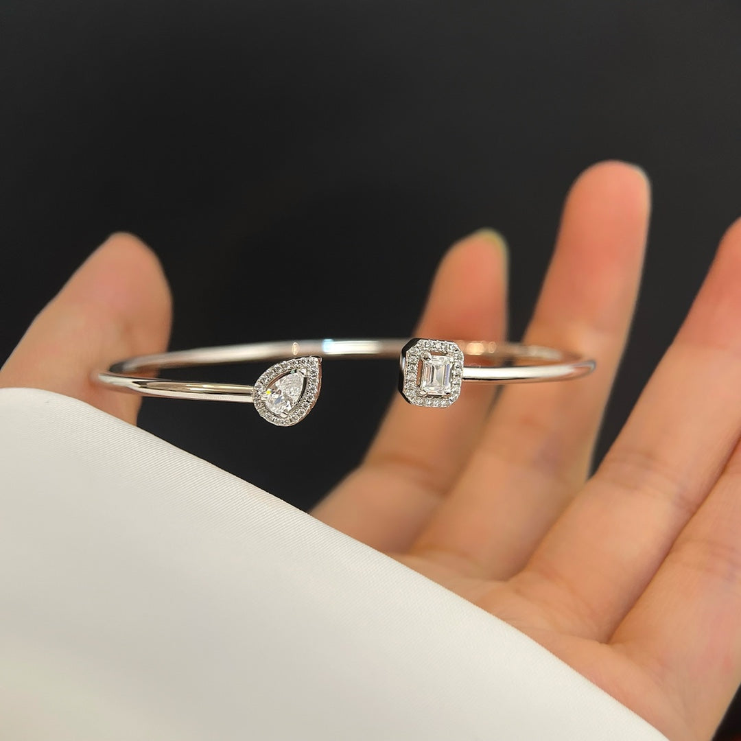 MESSIKA JONC FLEX MY TWIN TOI & MOI SILVER DIAMOND BRACELET