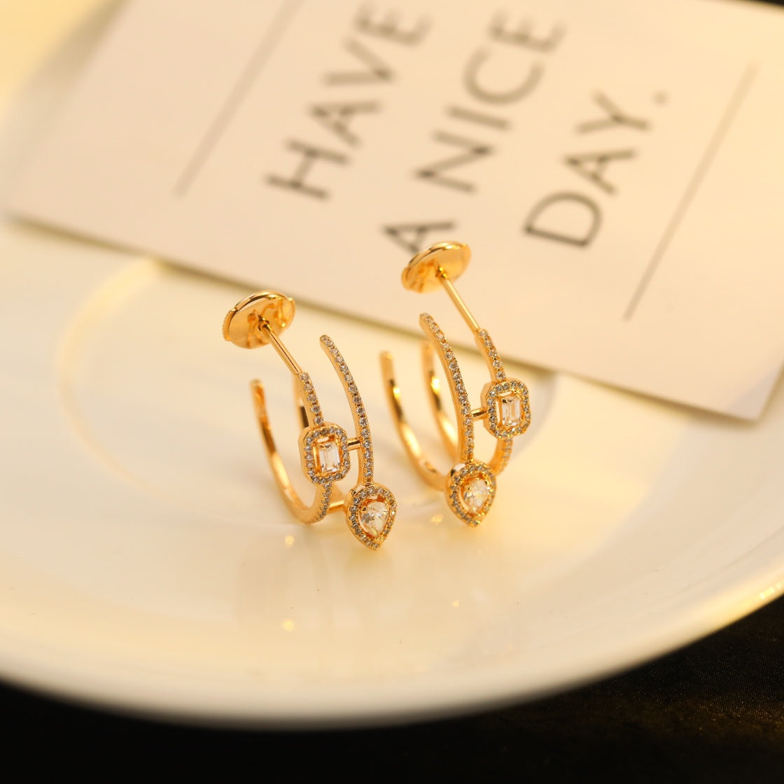 MESSIKA CREOLES MY TWIN 2 RANGS SILVER DIAMOND EARRINGS