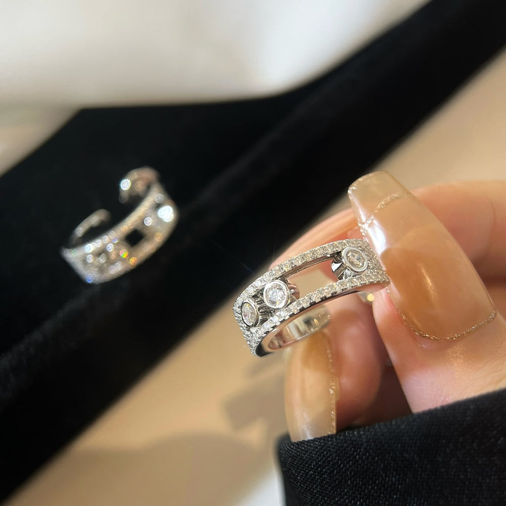 MESSIKA CREOLES MOVE PAVED SILVER DIAMONDS EARRINGS