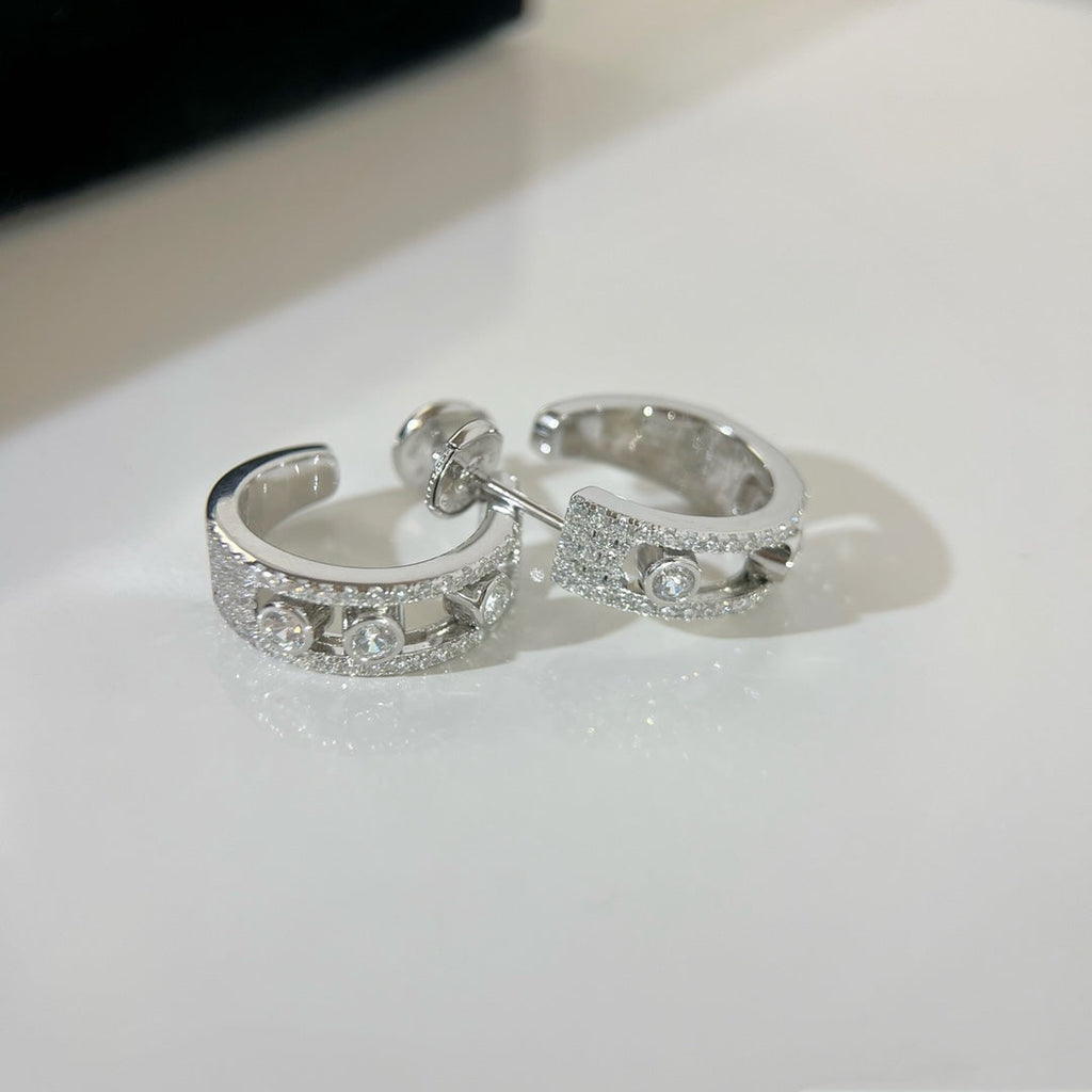 MESSIKA CREOLES MOVE PAVED SILVER DIAMONDS EARRINGS