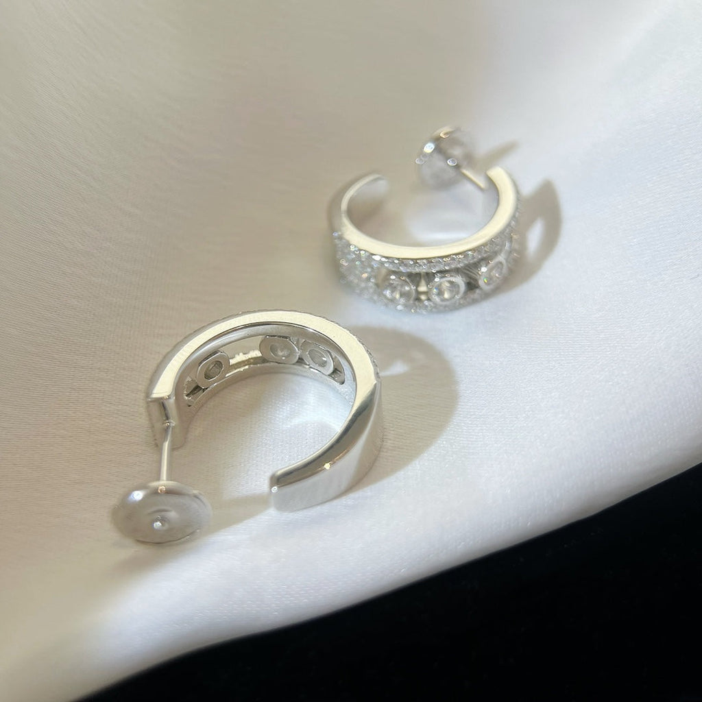 MESSIKA CREOLES MOVE PAVED SILVER DIAMONDS EARRINGS