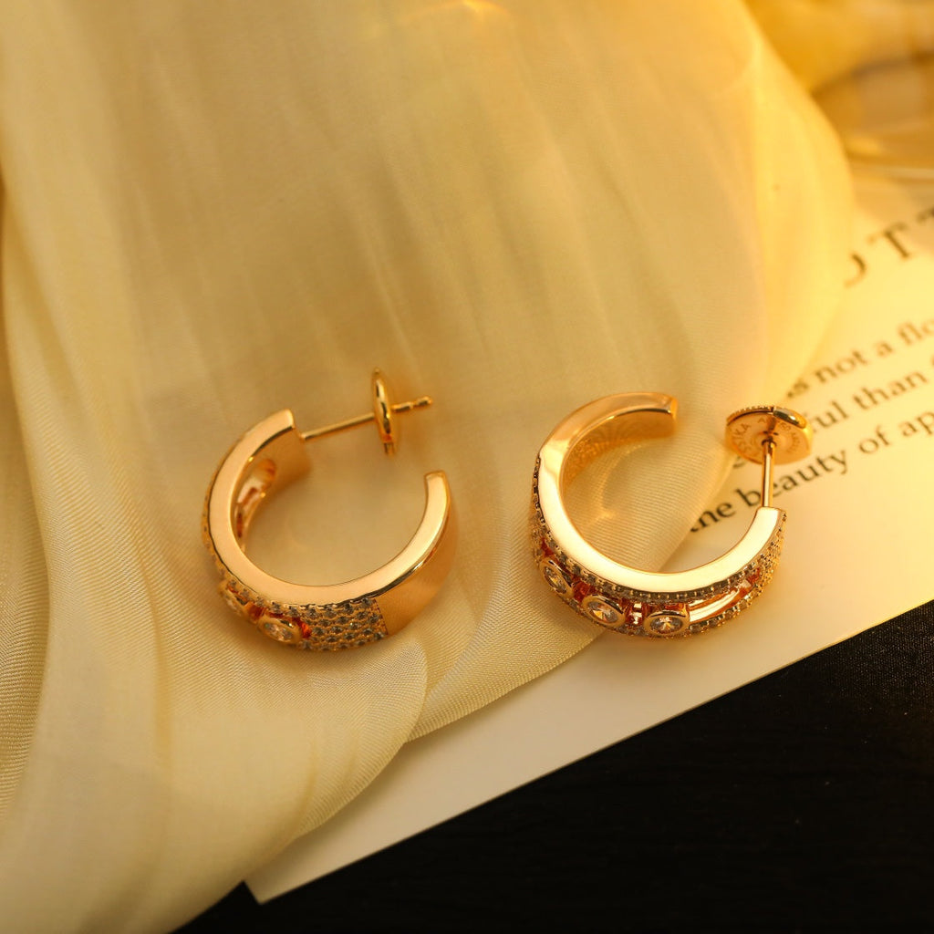 MESSIKA CREOLES MOVE PAVED PINK GOLD DIAMOND EARRINGS