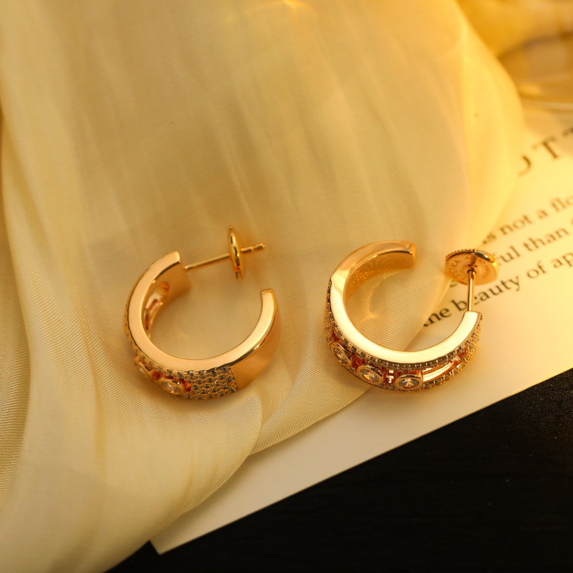 MESSIKA CREOLES MOVE PAVED PINK GOLD DIAMOND EARRINGS