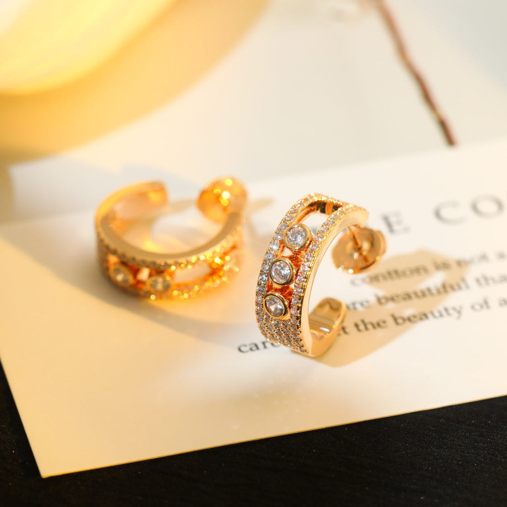 MESSIKA CREOLES MOVE PAVED PINK GOLD DIAMOND EARRINGS