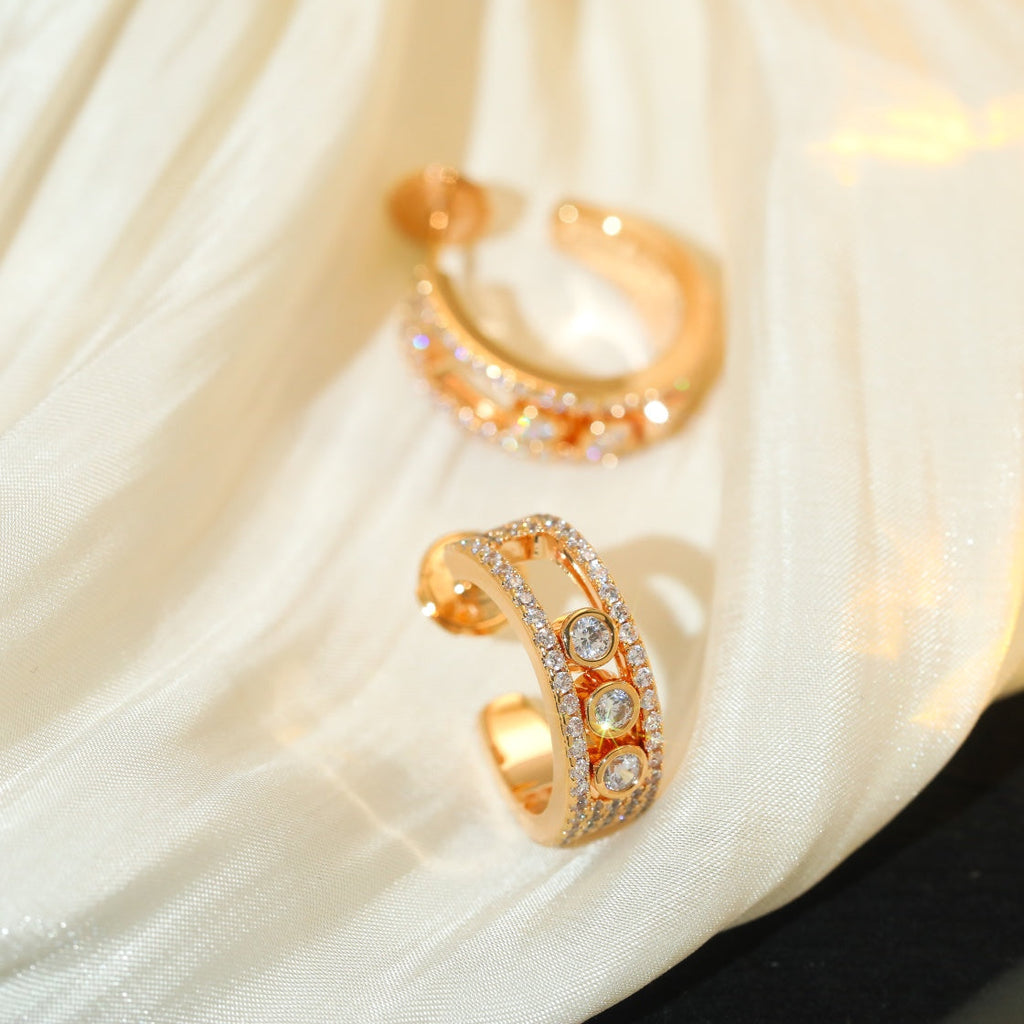 MESSIKA CREOLES MOVE PAVED PINK GOLD DIAMOND EARRINGS