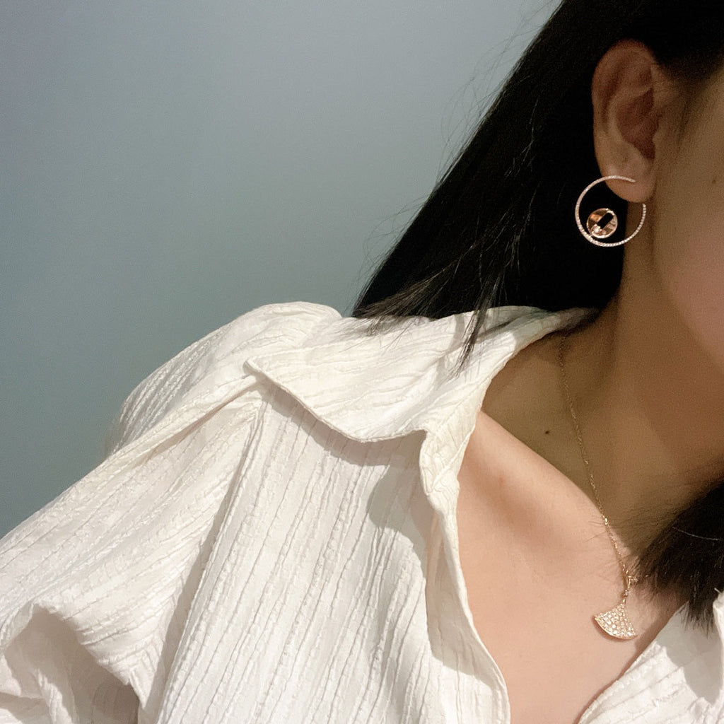 MESSIKA CREOLES LUCKY MOVE PM PINK GOLD DIAMOND EARRINGS
