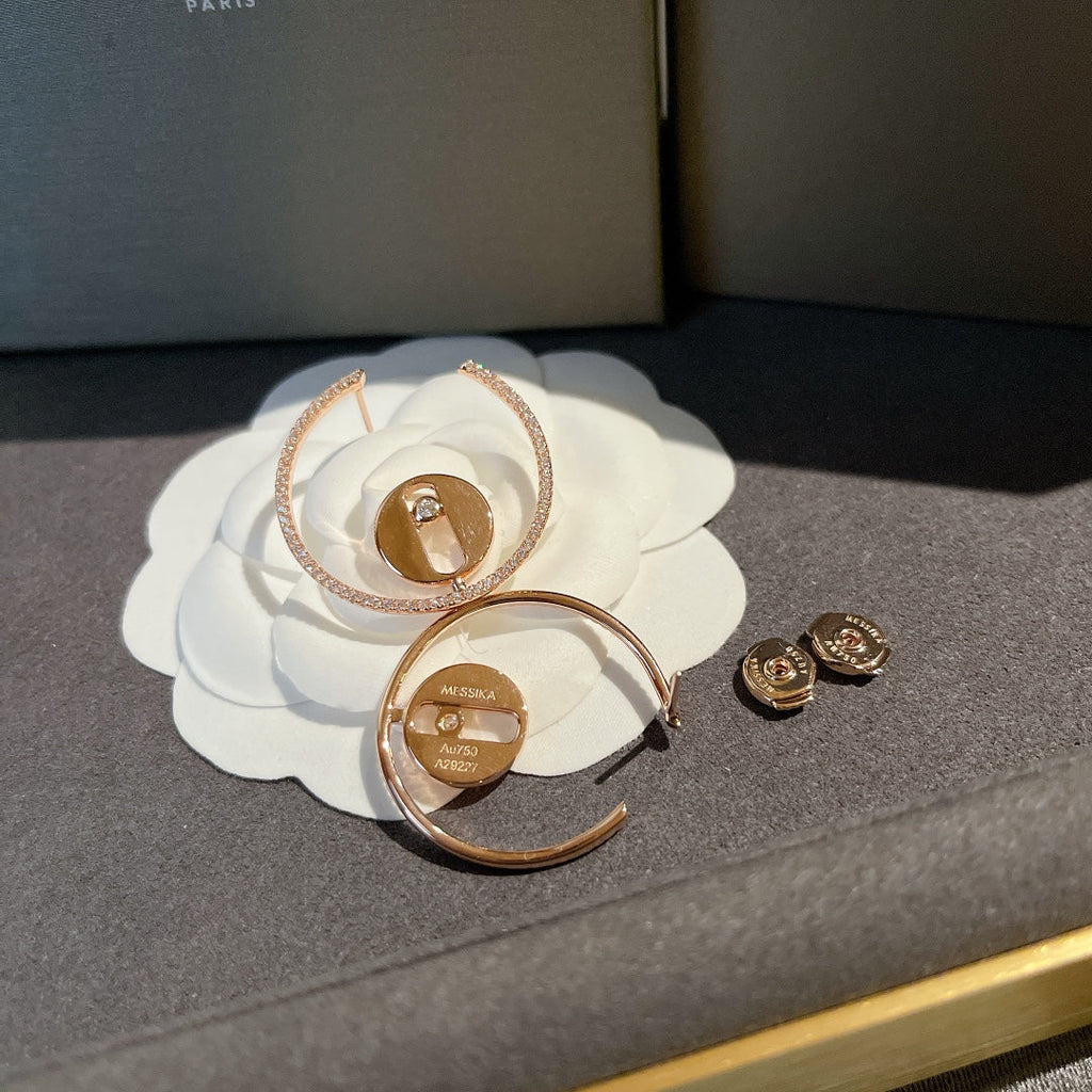 MESSIKA CREOLES LUCKY MOVE PM PINK GOLD DIAMOND EARRINGS