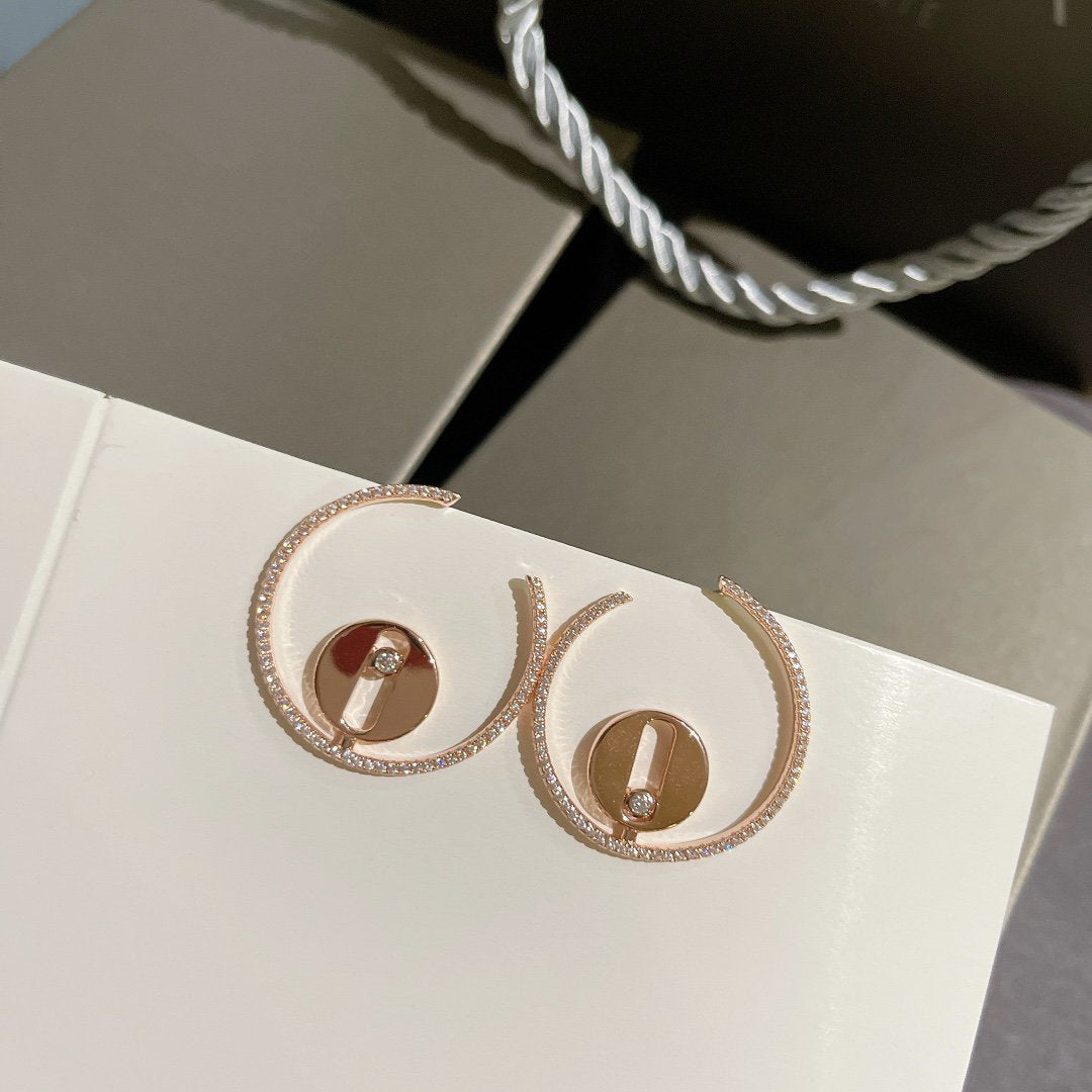 MESSIKA CREOLES LUCKY MOVE PM PINK GOLD DIAMOND EARRINGS