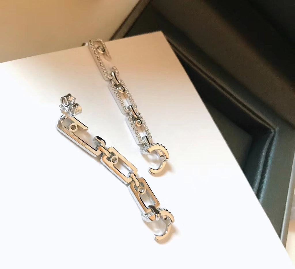 MESSIKA PUCES PAVED LUCKY MOVE SILVER DIAMOND EARRINGS