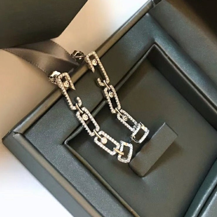 MESSIKA PUCES PAVED LUCKY MOVE SILVER DIAMOND EARRINGS