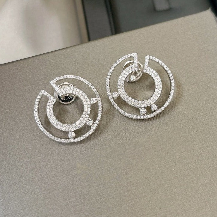 MESSIKA CREOLES MOVE ROMANE PAVED SILVER DIAMOND EARRINGS