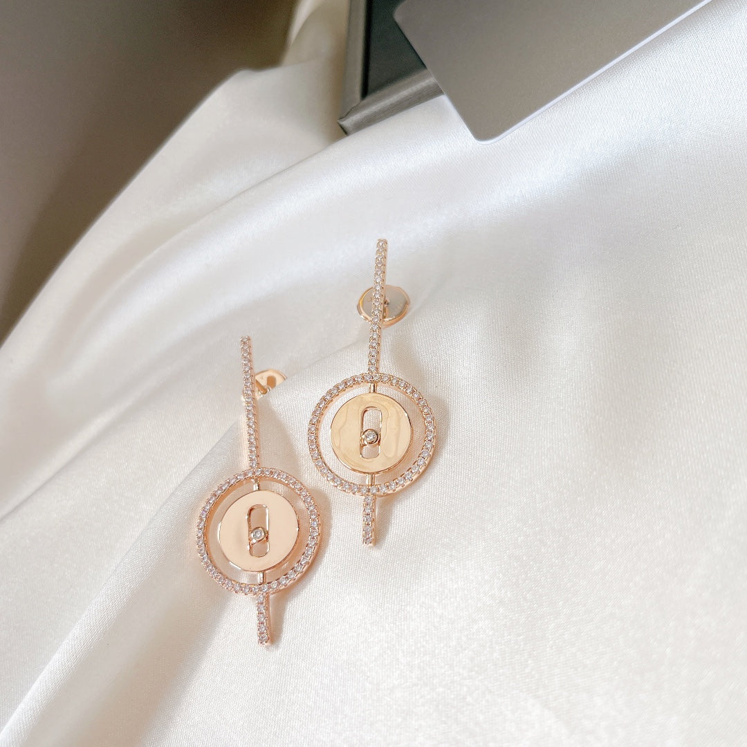 MESSIKA LUCKY MOVE ARROW PINK GOLD DIAMOND EARRINGS