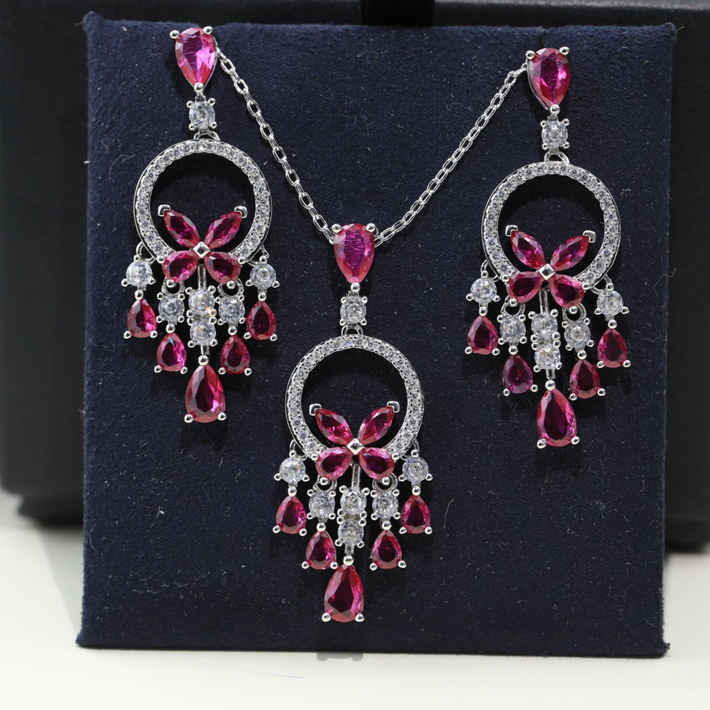 GRAFF BUTTERFLY CHANDELIER CLASSIC PINK SILVER DIAMOND NECKLACE