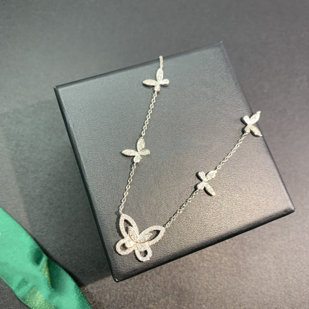 GRAFF MULTI BUTTERFLY SILHOUETTE SILVER DIAMOND NECKLACE