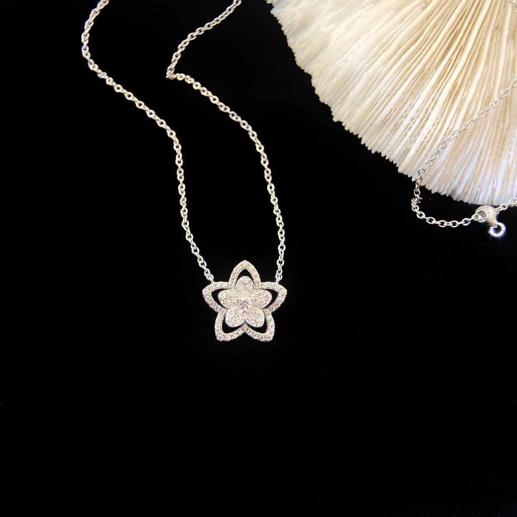 GRAFF WILD FLOWER SILVER DIAMOND NECKLACE