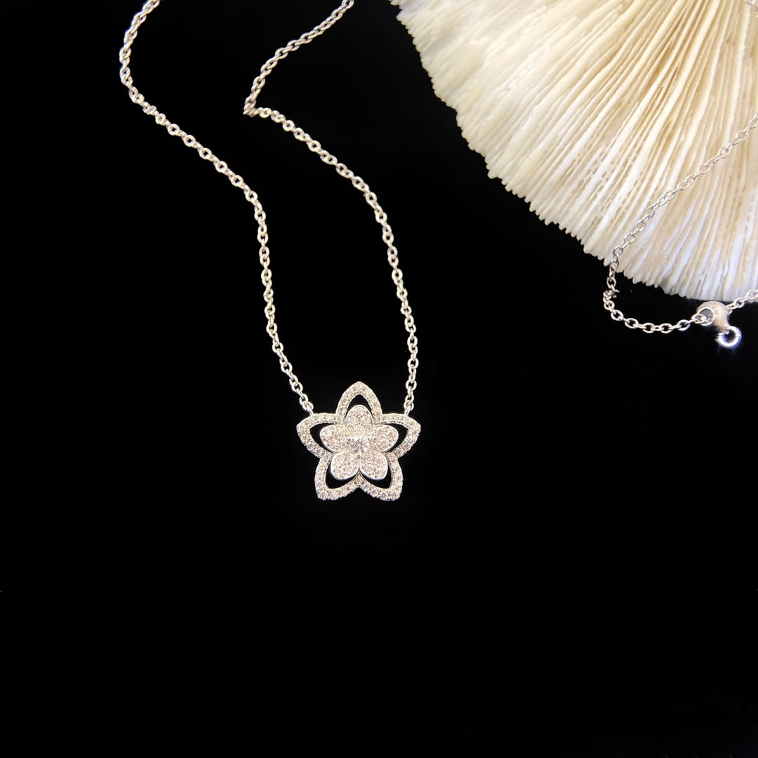 GRAFF WILD FLOWER SILVER DIAMOND NECKLACE