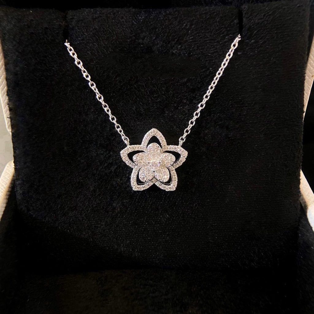 GRAFF WILD FLOWER SILVER DIAMOND NECKLACE